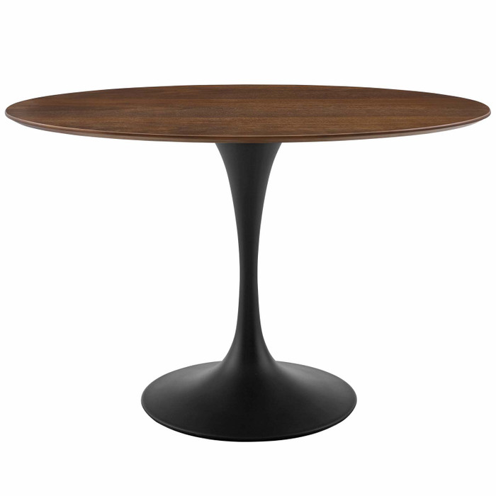 EEI-3520-BLK-WAL Lippa 48" Oval Walnut Dining Table By Modway