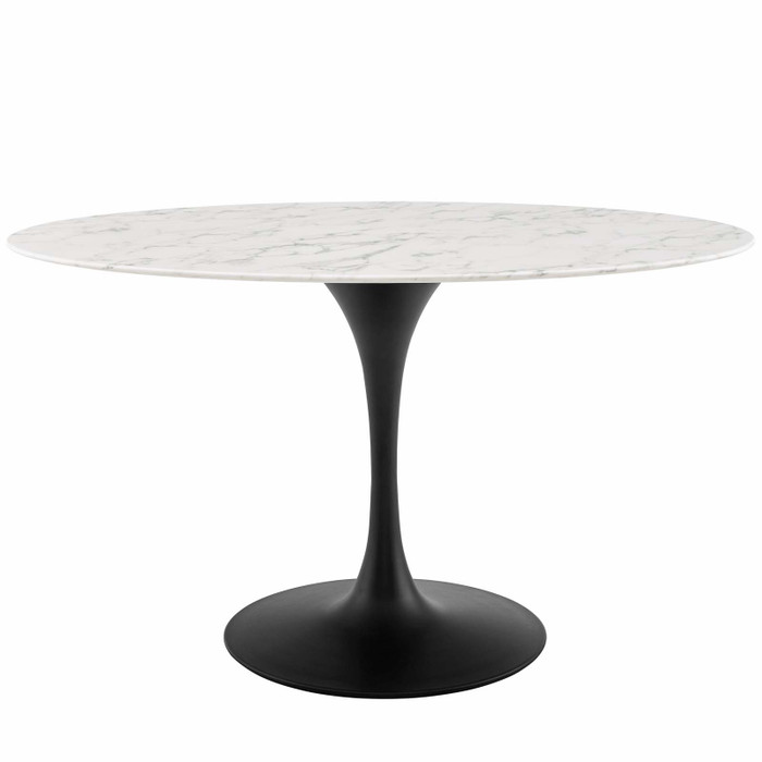EEI-3530-BLK-WHI Lippa 54" Oval Artificial Marble Dining Table By Modway