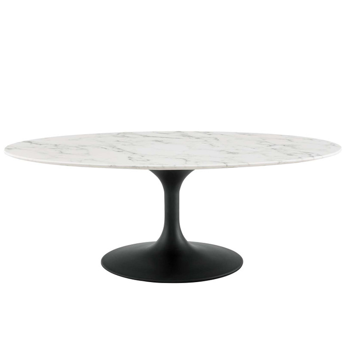 EEI-3537-BLK-WHI Lippa 48" Oval-Shaped Artificial Marble Coffee Table By Modway