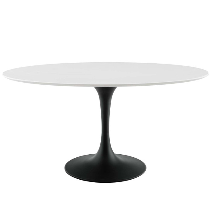 EEI-3539-BLK-WHI Lippa 60" Oval Wood Top Dining Table By Modway