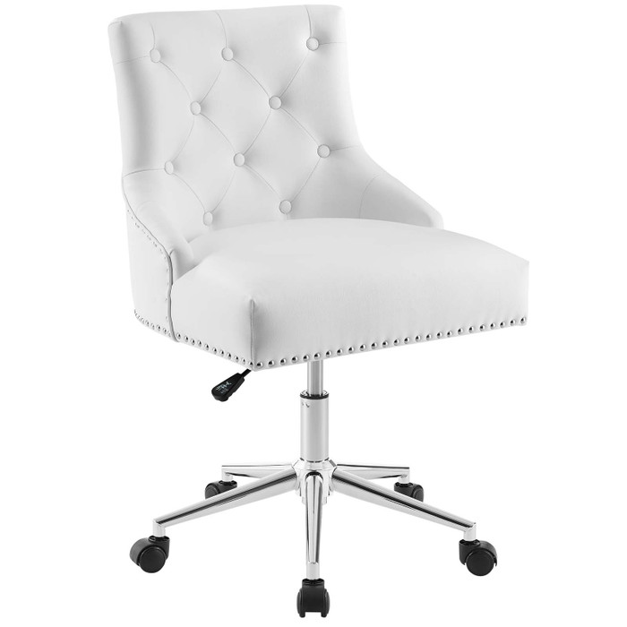 EEI-3608-WHI Regent Tufted Button Swivel Faux Leather Office Chair By Modway