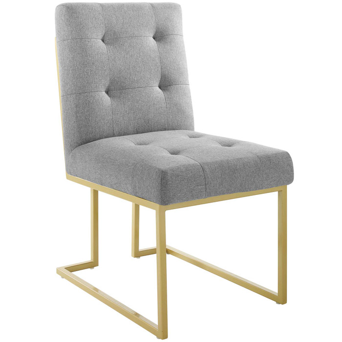 EEI-3743-GLD-LGR Privy Gold Stainless Steel Upholstered Fabric Dining Accent Chair By Modway