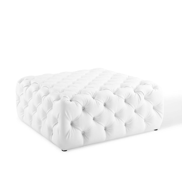 EEI-3773-WHI Amour Tufted Button Large Square Faux Leather Ottoman By Modway