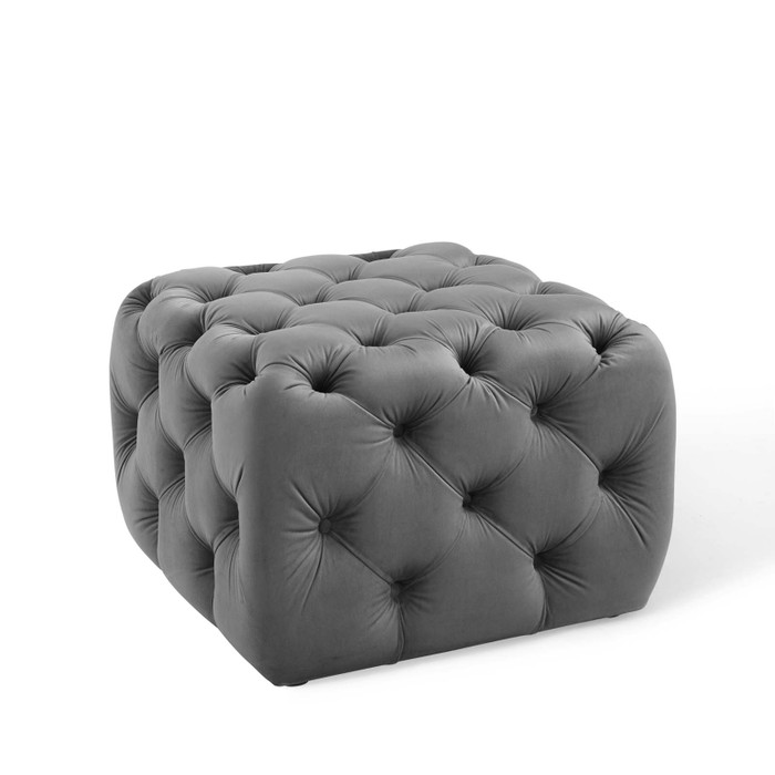 EEI-3776-GRY Amour Tufted Button Square Performance Velvet Ottoman By Modway
