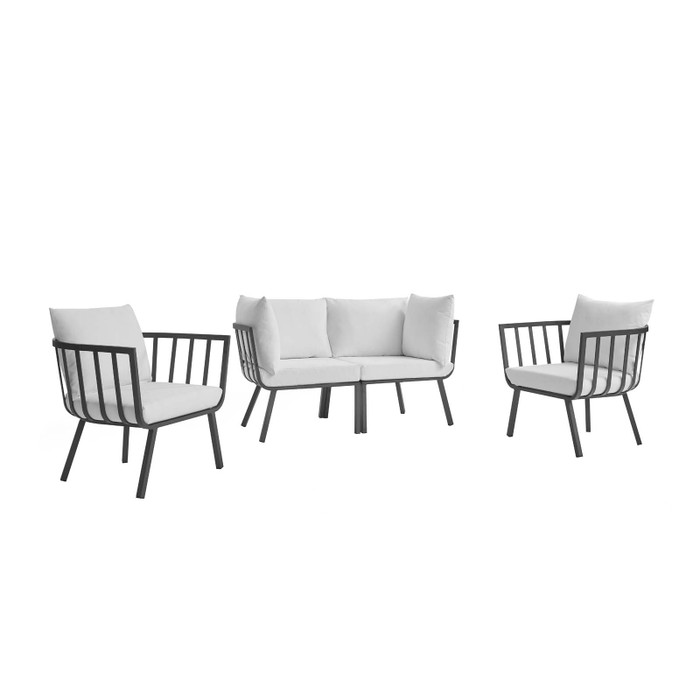 EEI-3787-SLA-WHI Riverside 4 Piece Outdoor Patio Aluminum Set By Modway