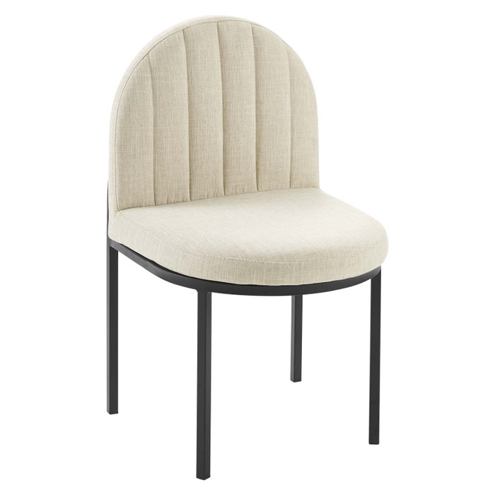 EEI-3803-BLK-BEI Isla Channel Tufted Upholstered Fabric Dining Side Chair By Modway