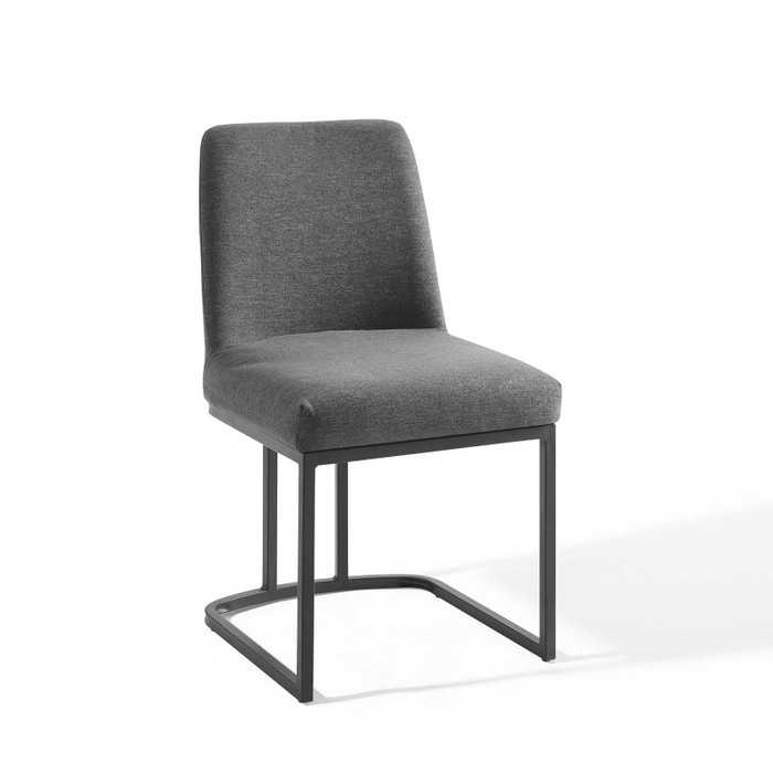 EEI-3811-BLK-CHA Amplify Sled Base Upholstered Fabric Dining Side Chair By Modway