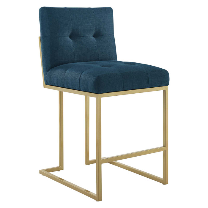 EEI-3852-GLD-AZU Privy Gold Stainless Steel Upholstered Fabric Counter Stool By Modway