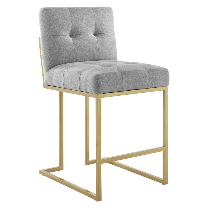 EEI-3852-GLD-LGR Privy Gold Stainless Steel Upholstered Fabric Counter Stool By Modway