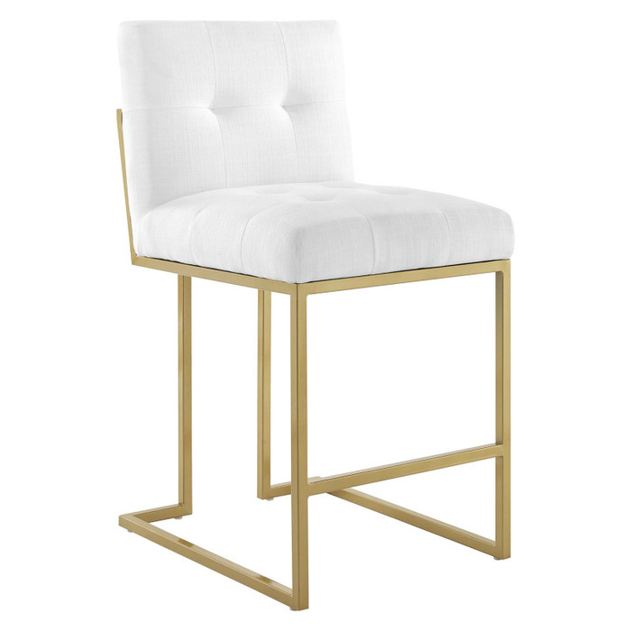EEI-3852-GLD-WHI Privy Gold Stainless Steel Upholstered Fabric Counter Stool By Modway