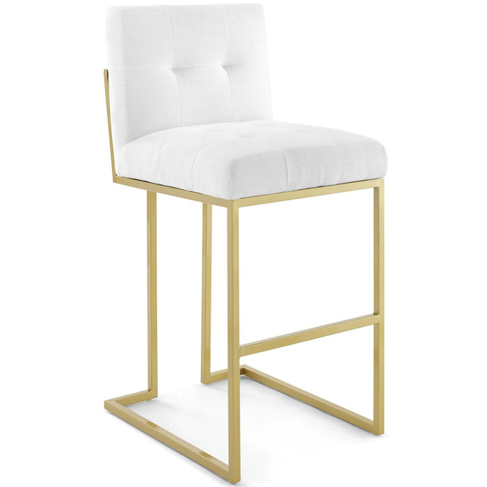 EEI-3855-GLD-WHI Privy Gold Stainless Steel Upholstered Fabric Bar Stool By Modway