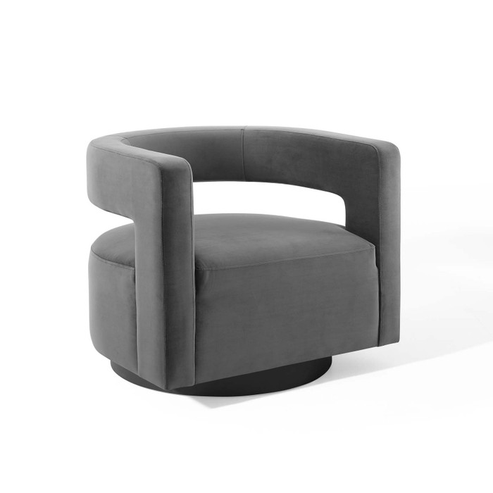 EEI-3947-GRY Spin Cutaway Performance Velvet Swivel Armchair By Modway