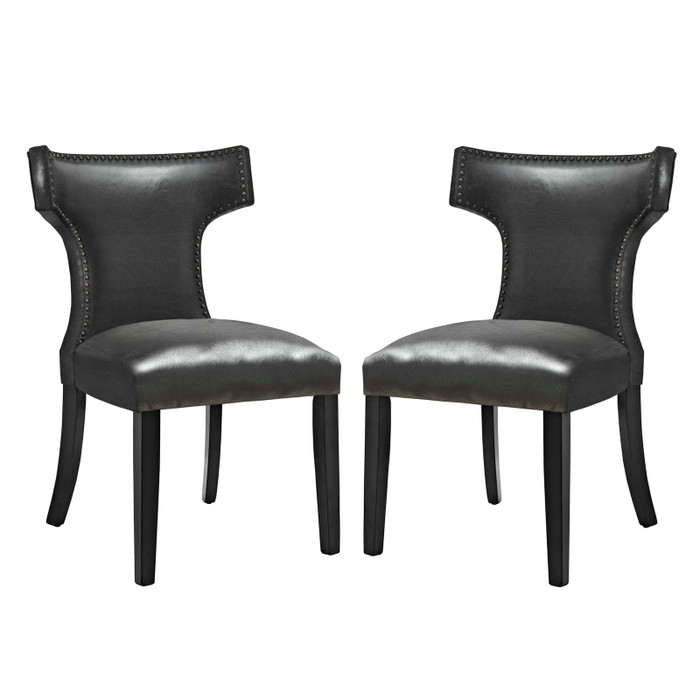 EEI-3949-BLK Curve Dining Chair Vinyl Set Of 2 By Modway