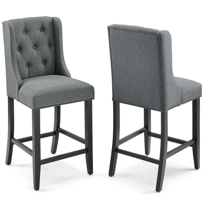 EEI-4020-GRY Baronet Counter Bar Stool Upholstered Fabric Set Of 2 By Modway