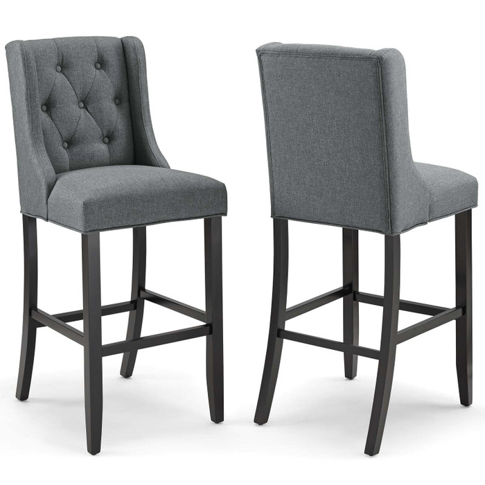 EEI-4022-GRY Baronet Bar Stool Upholstered Fabric Set Of 2 By Modway