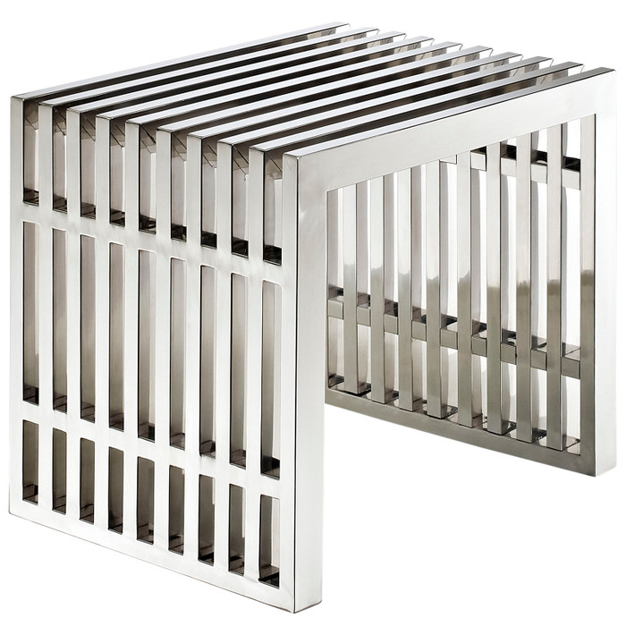 EEI-569-SLV Gridiron Small Stainless Steel Bench By Modway