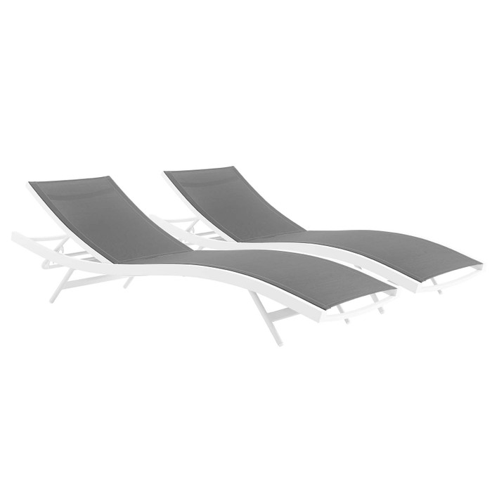EEI-4038-WHI-GRY Glimpse Outdoor Patio Mesh Chaise Lounge Set Of 2 By Modway