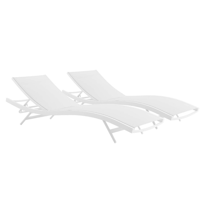 EEI-4038-WHI-WHI Glimpse Outdoor Patio Mesh Chaise Lounge Set Of 2 By Modway