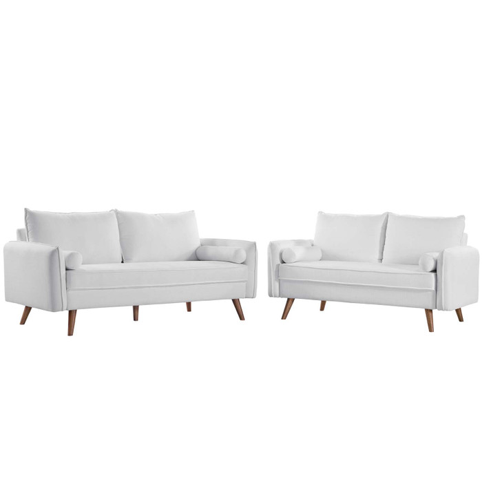 EEI-4047-WHI-SET Revive Upholstered Fabric Sofa And Loveseat Set By Modway