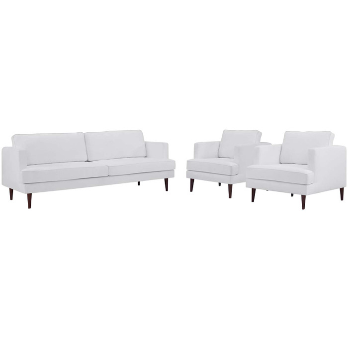 EEI-4081-WHI-SET Agile 3 Piece Upholstered Fabric Living Room Set By Modway