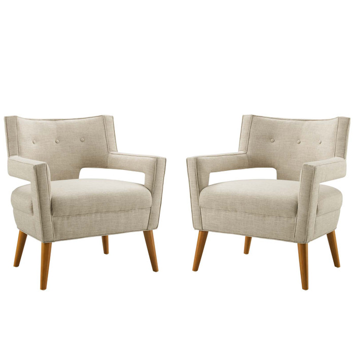 EEI-4082-SAN Sheer Upholstered Fabric Armchair Set Of 2 By Modway