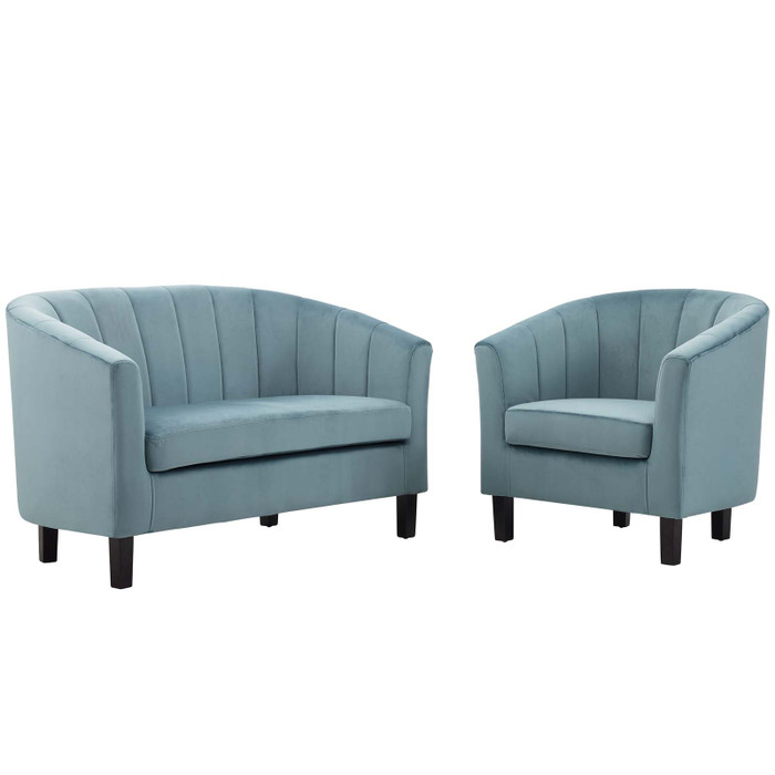 EEI-4146-LBU-SET Prospect Channel Tufted Performance Velvet Loveseat And Armchair Set By Modway