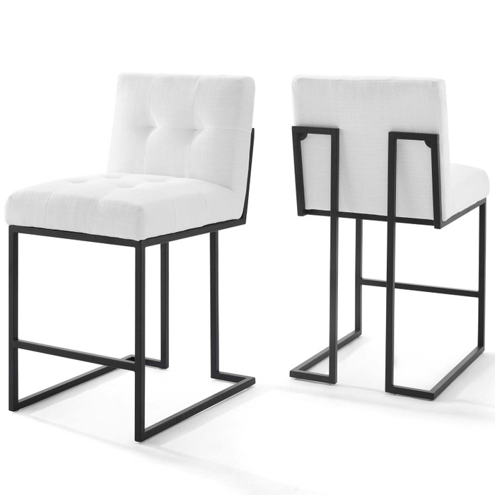 EEI-4156-BLK-WHI Privy Black Stainless Steel Upholstered Fabric Counter Stool Set Of 2 By Modway