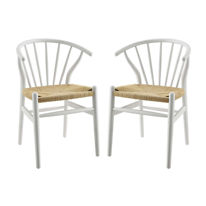 EEI-4168-WHI Flourish Spindle Wood Dining Side Chair Set Of 2 By Modway