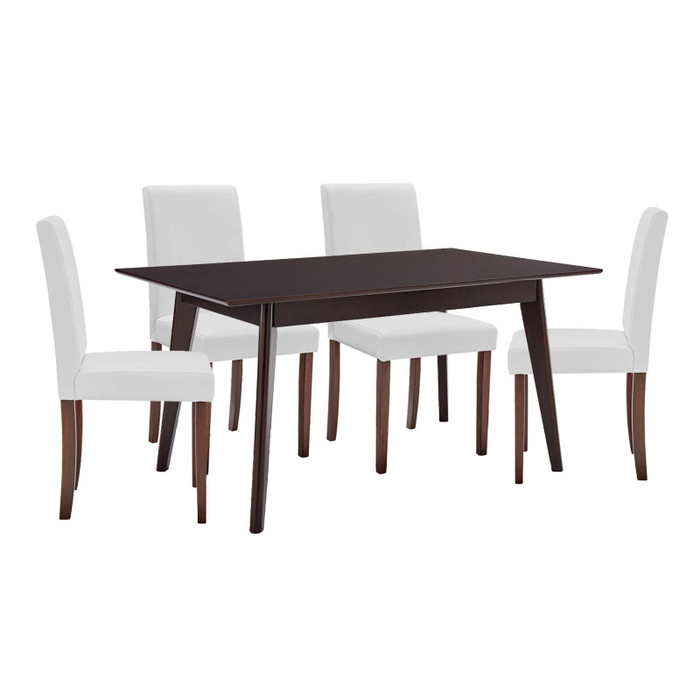 EEI-4181-CAP-WHI Prosper 5 Piece Faux Leather Dining Set By Modway