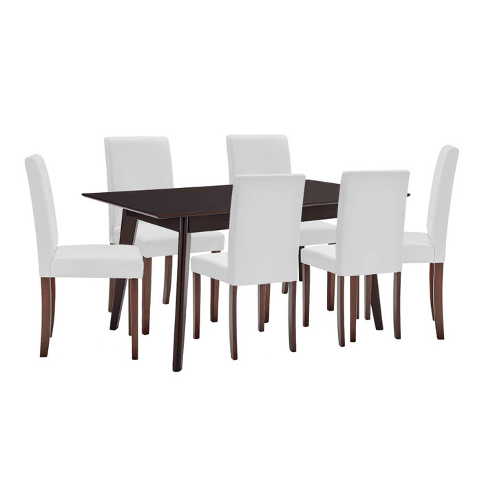 EEI-4188-CAP-WHI Prosper 7 Piece Faux Leather Dining Set By Modway