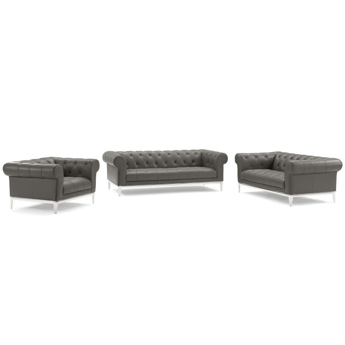 EEI-4190-GRY-SET Idyll 3 Piece Upholstered Leather Living Room Set By Modway