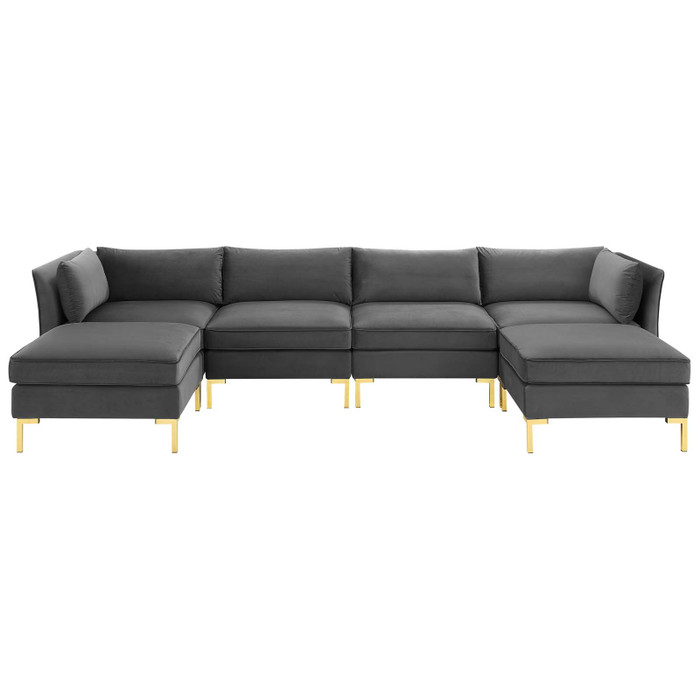 EEI-4272-GRY Ardent 6-Piece Performance Velvet Sectional Sofa By Modway