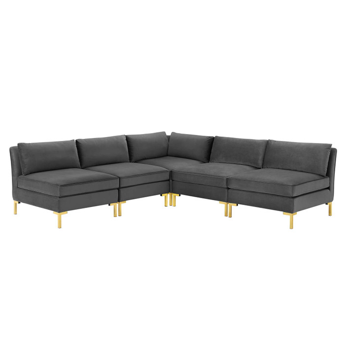 EEI-4276-GRY Ardent 5-Piece Performance Velvet Sectional Sofa By Modway