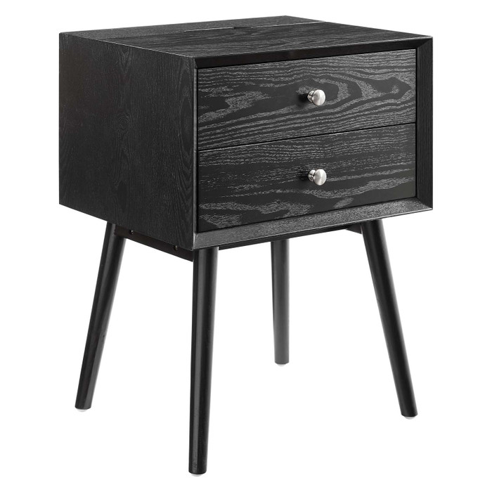 EEI-4343-BLK-BLK Ember Wood Nightstand With Usb Ports By Modway