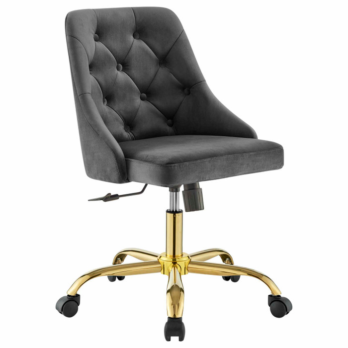 EEI-4368-GLD-GRY Distinct Tufted Swivel Performance Velvet Office Chair By Modway