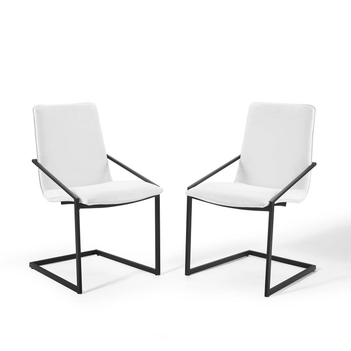 EEI-4489-BLK-WHI Pitch Dining Armchair Upholstered Fabric Set Of 2 By Modway