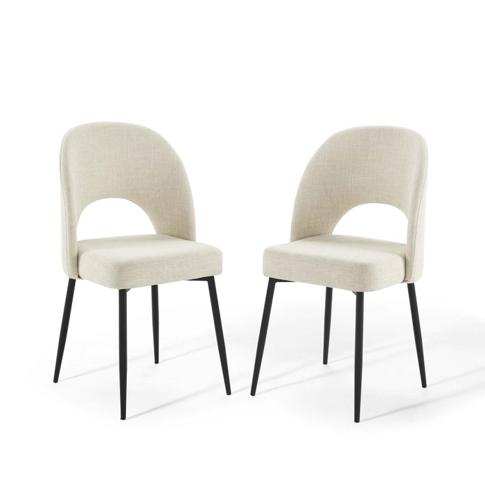 EEI-4490-BLK-BEI Rouse Dining Side Chair Upholstered Fabric Set Of 2 By Modway