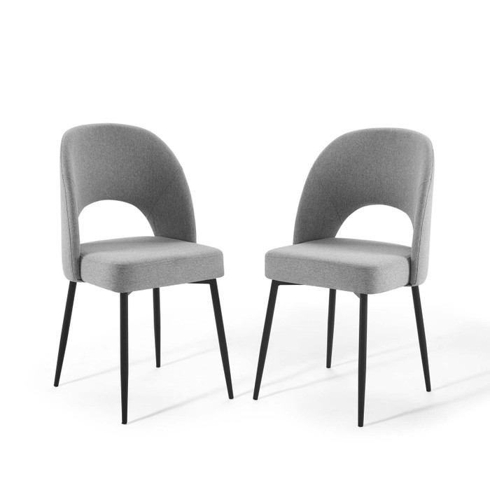 EEI-4490-BLK-LGR Rouse Dining Side Chair Upholstered Fabric Set Of 2 By Modway