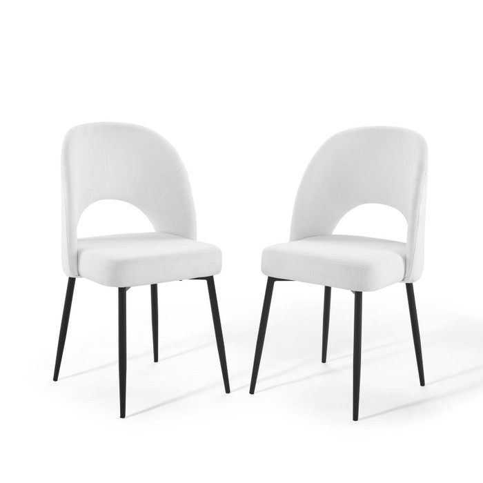 EEI-4490-BLK-WHI Rouse Dining Side Chair Upholstered Fabric Set Of 2 By Modway
