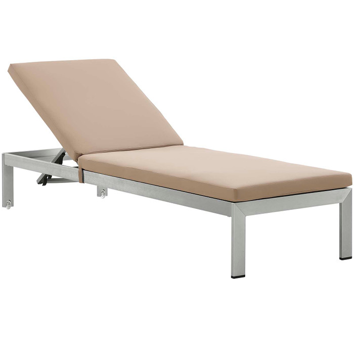 EEI-4502-SLV-MOC Shore Outdoor Patio Aluminum Chaise With Cushions By Modway