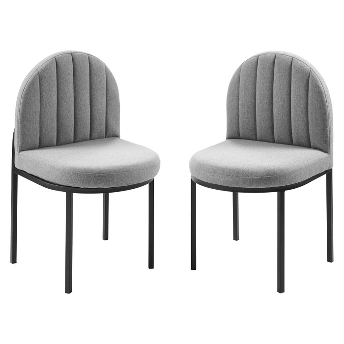 EEI-4504-BLK-LGR Isla Dining Side Chair Upholstered Fabric Set Of 2 By Modway