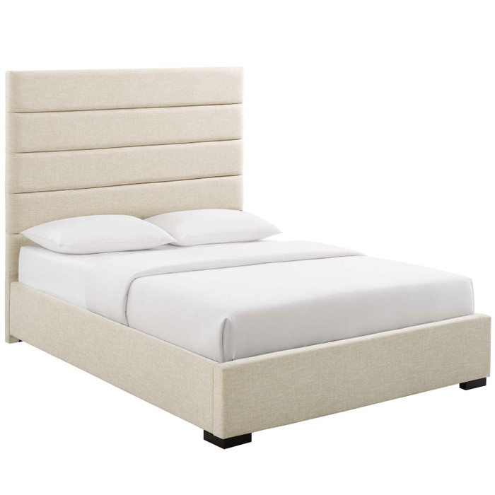 MOD-6049-BEI Genevieve Queen Upholstered Fabric Platform Bed By Modway