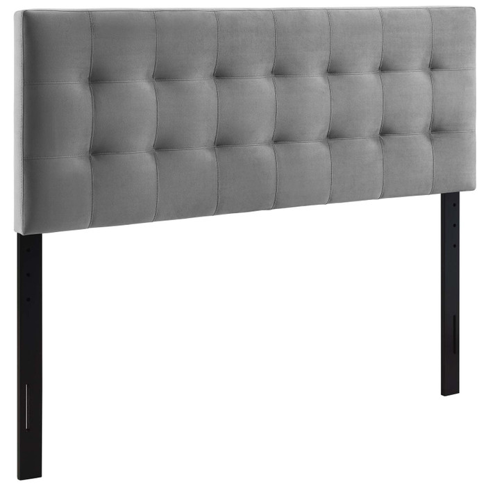 MOD-6121-GRY Lily King Biscuit Tufted Performance Velvet Headboard By Modway