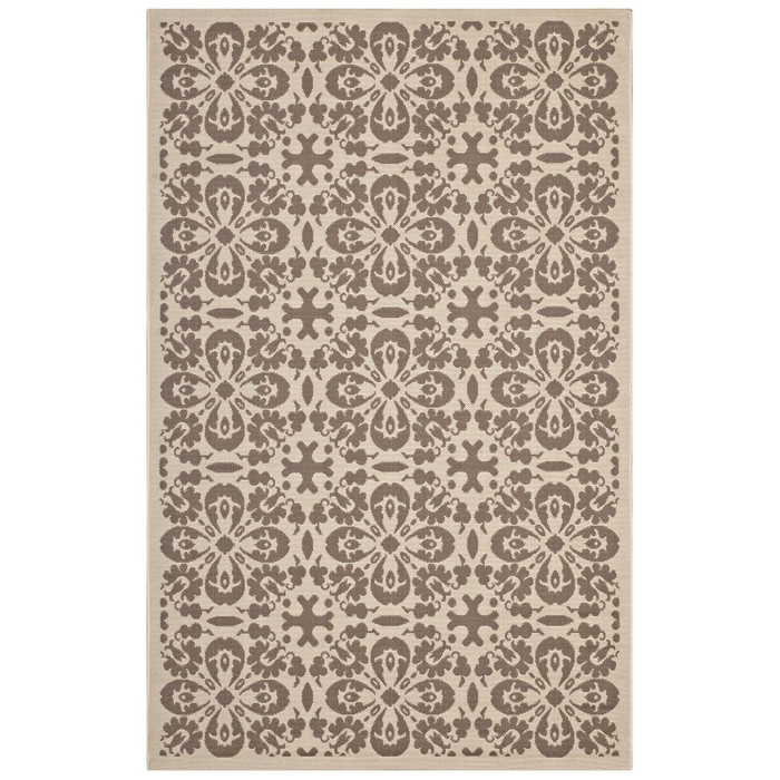 R-1142A-58 Ariana Vintage Floral Trellis 5X8 Indoor And Outdoor Area Rug By Modway