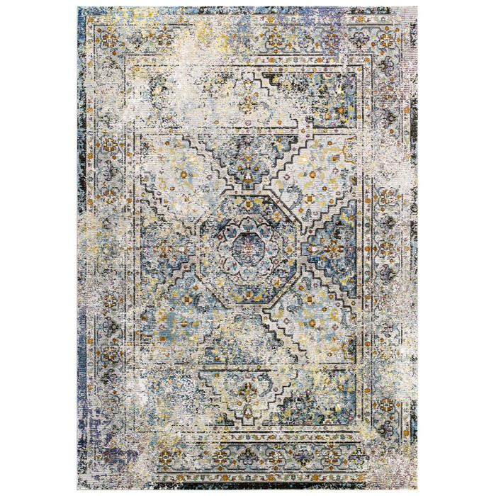 R-1164A-58 Success Jacinda Distressed Vintage Floral Persian Medallion 5X8 Area Rug By Modway
