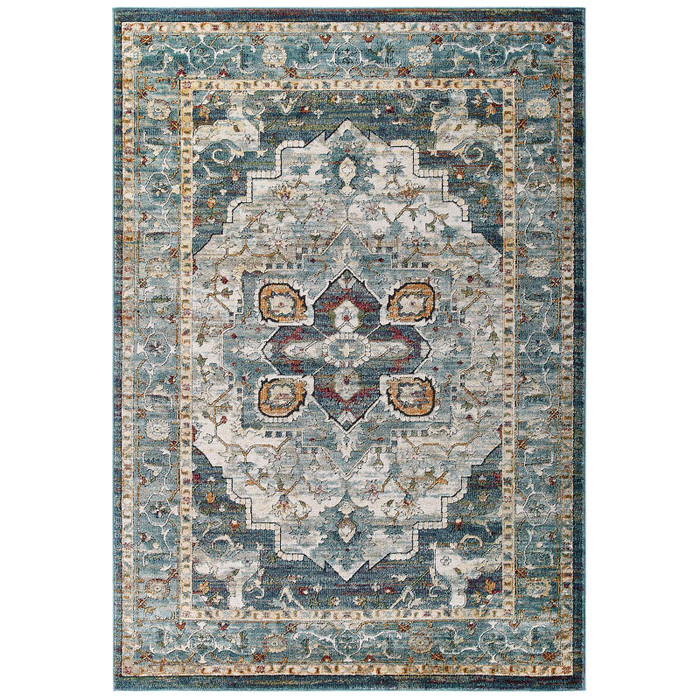 R-1190A-58 Tribute Diantha Distressed Vintage Floral Persian Medallion 5X8 Area Rug By Modway