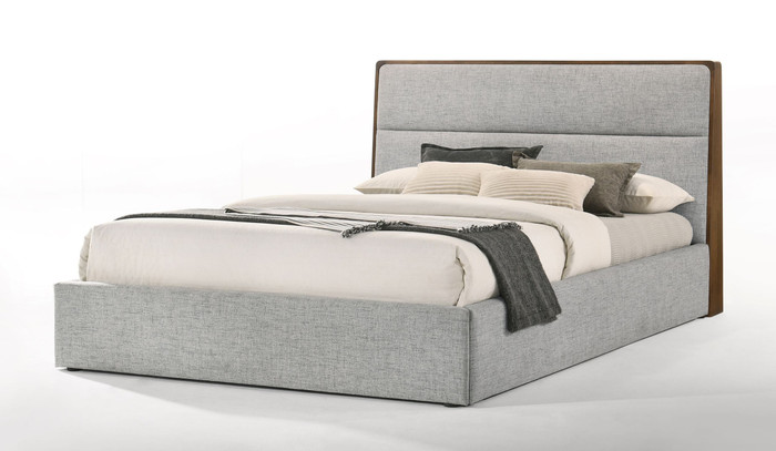 Modrest Dustin - Modern Grey Fabric & Walnut Trimmed Bed - E. King VGMABR-99-BED