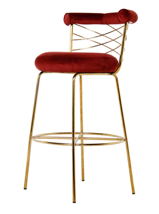 Modrest Dakin Modern Glam Red & Gold Barstool VGEUMC-9700CH-BS