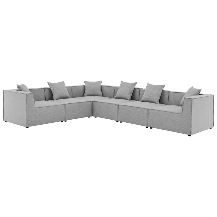 EEI-4385-GRY Saybrook Outdoor Patio Upholstered 6-Piece Sectional Sofa By Modway