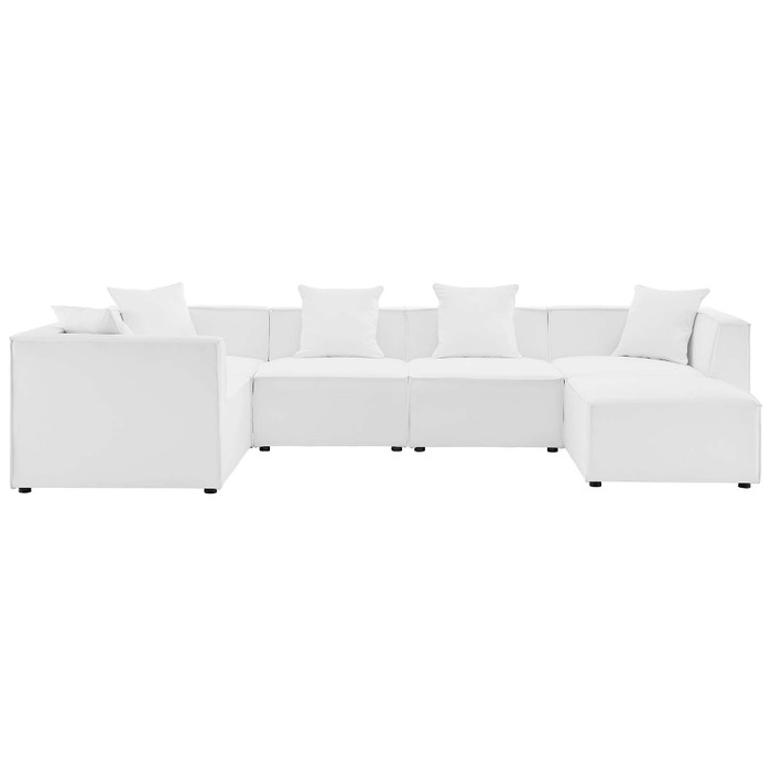 EEI-4386-WHI Saybrook Outdoor Patio Upholstered 6-Piece Sectional Sofa By Modway
